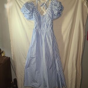 Antonio Melani X Jennifer Sumko Blue and White Midi Dress 10